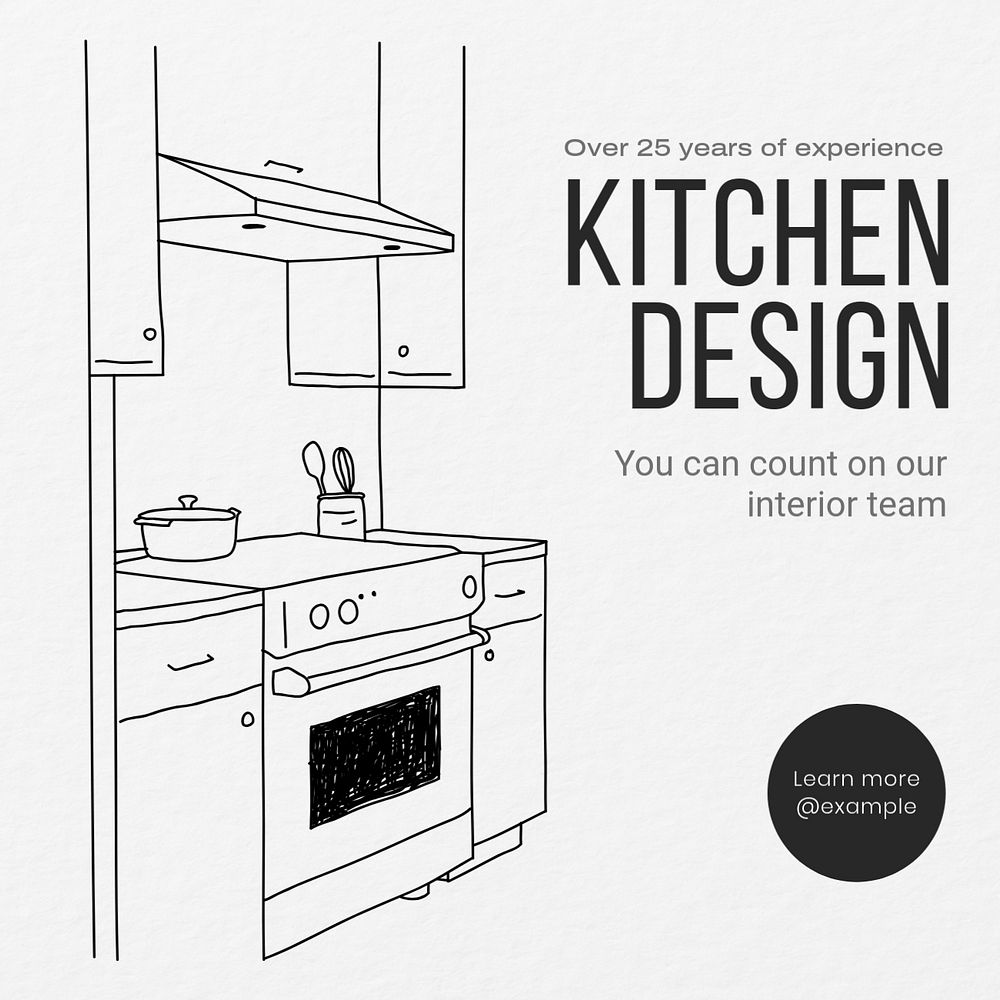 Kitchen design Instagram post template, editable text