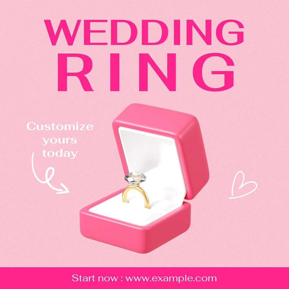 Wedding ring Instagram post template, editable text