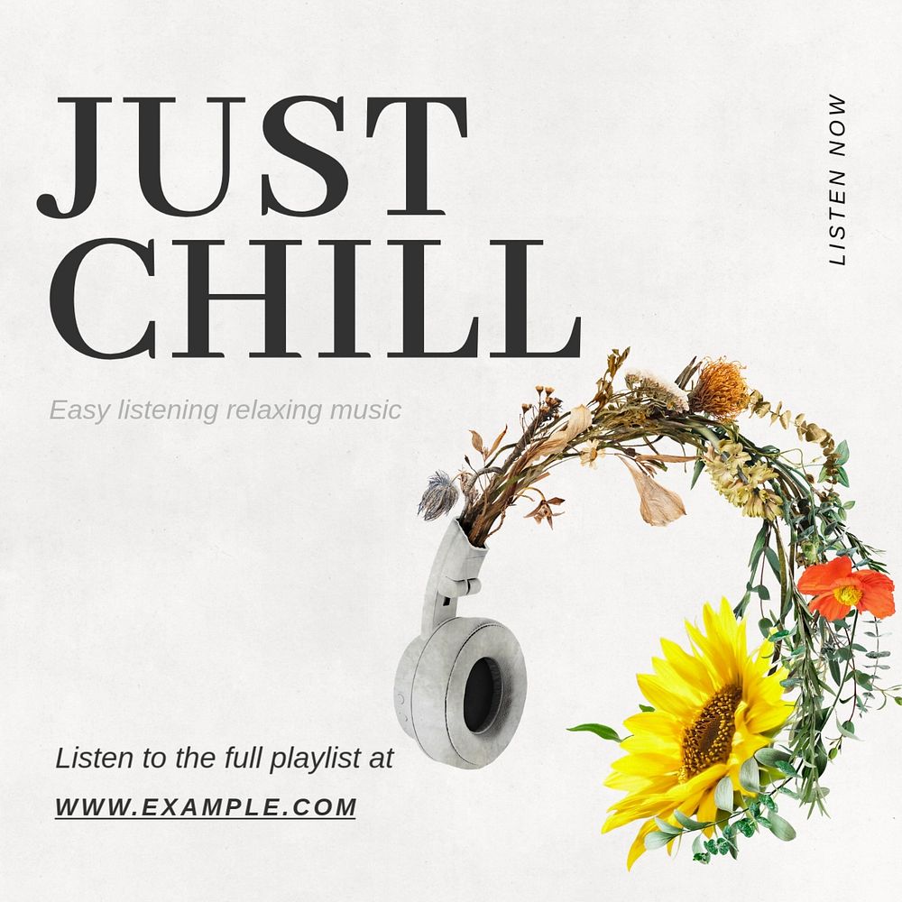 Chill music Instagram post template, editable text