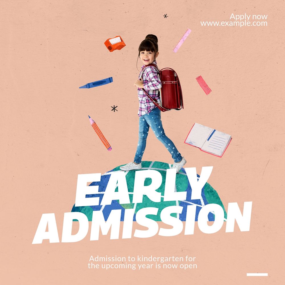 Early admission Instagram post template, editable text