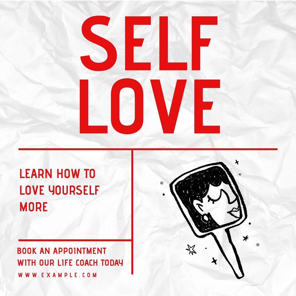 Self-love Instagram post template, editable text