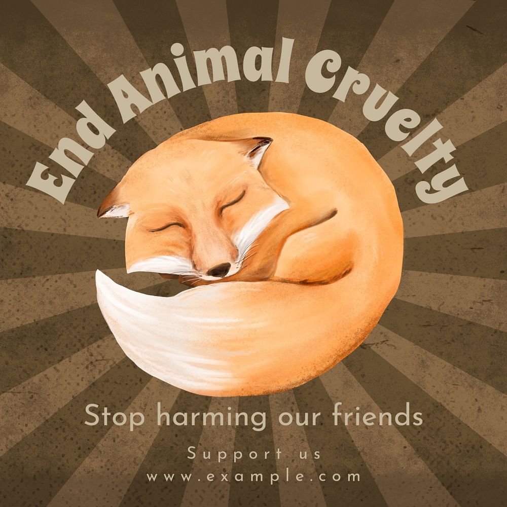 End animal cruelty Instagram post template, editable text