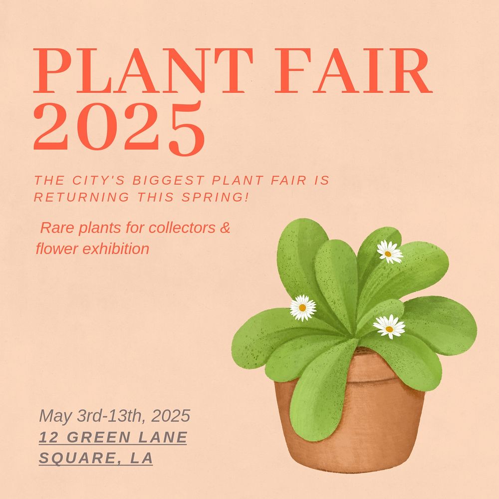 Plant fair Instagram post template, editable text