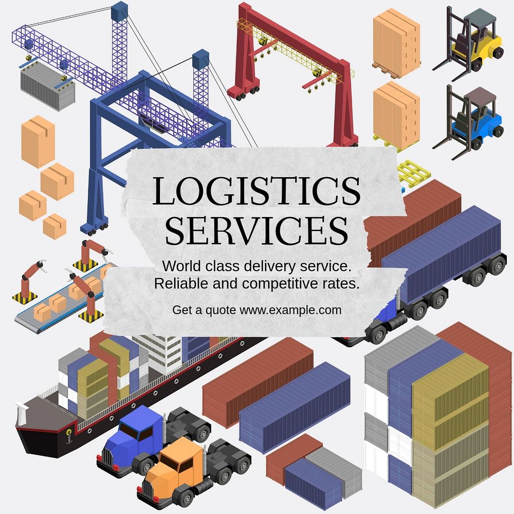 Logistic services Instagram post template, editable text