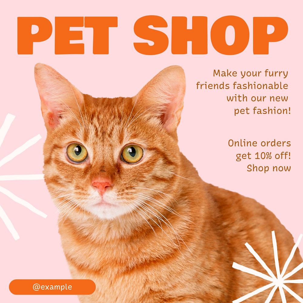 Pet shop Instagram post template, editable text