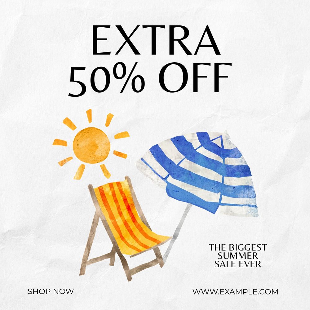 Summer sale Instagram post template, editable text