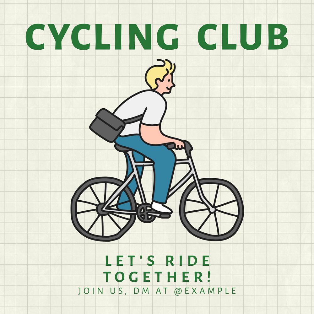 Cycling club Instagram post template, editable text