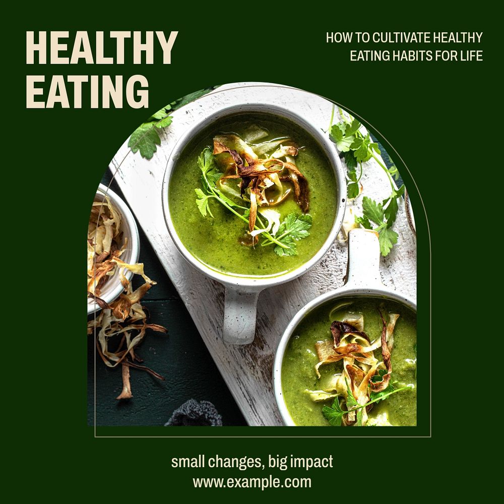 Healthy eating Instagram post template, editable text