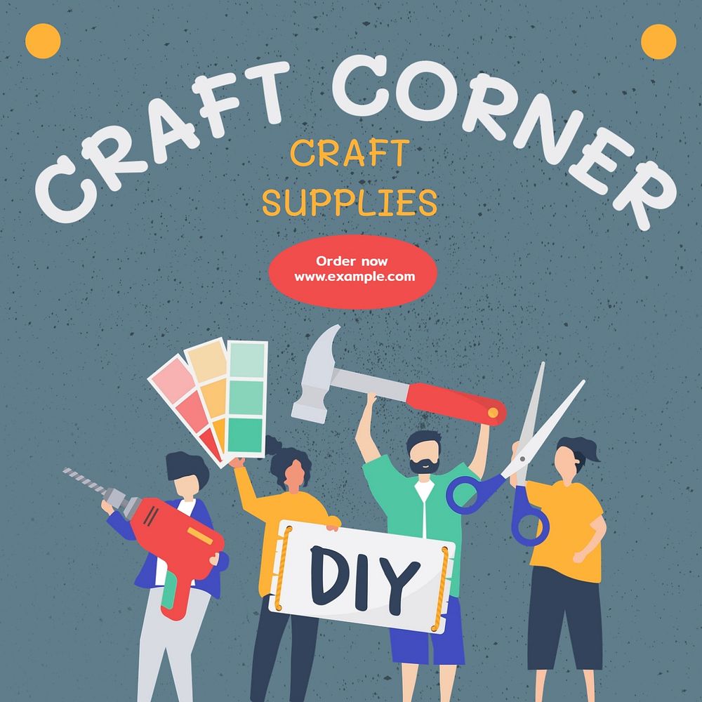 Craft corner Instagram post template, editable text