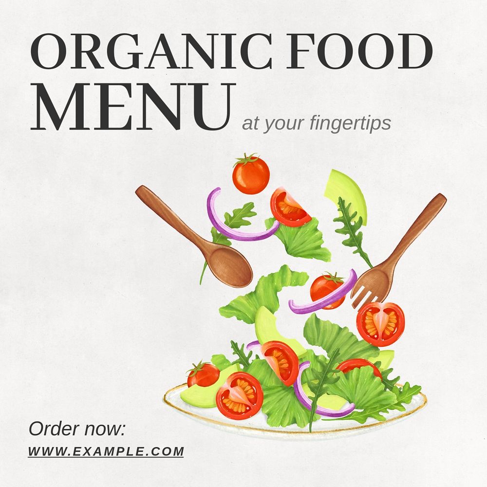 Organic food menu Instagram post template, editable text