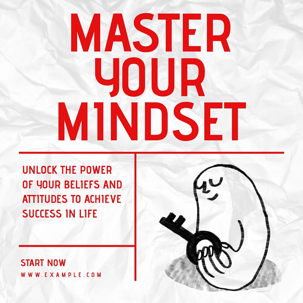 Master your mindset Instagram post template, editable text