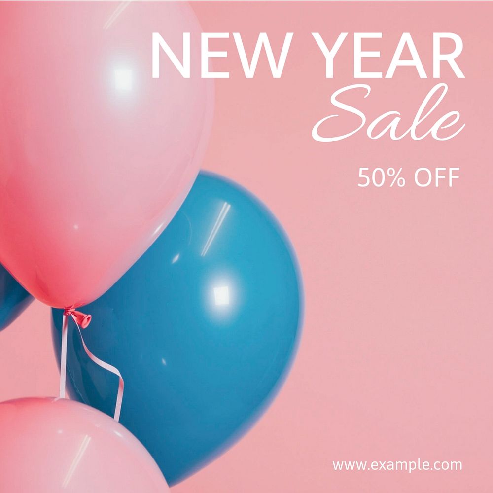 New year sale  Instagram post template, editable text