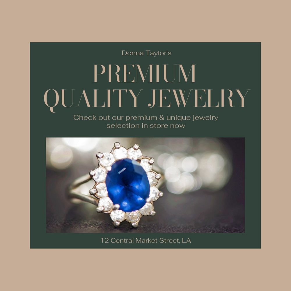 Premium jewelry Instagram post template, editable text