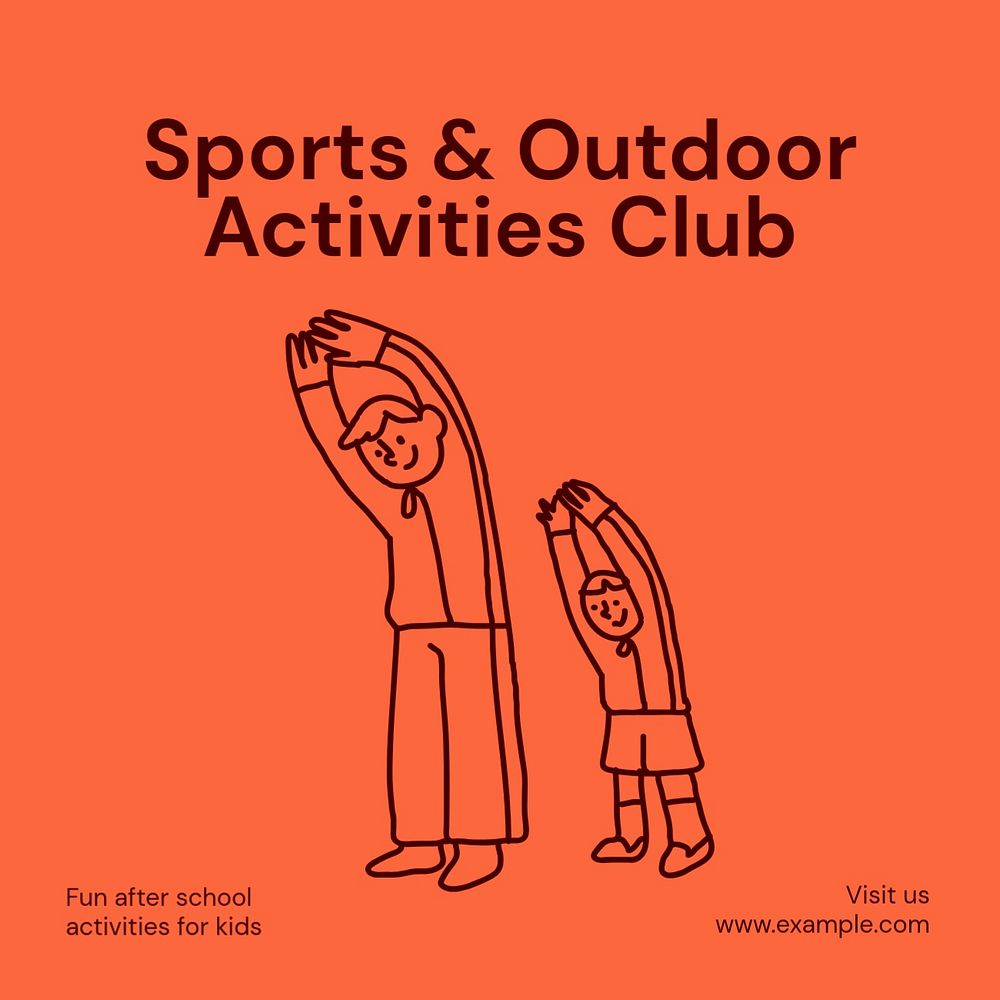 Kids sports club Instagram post template, editable text