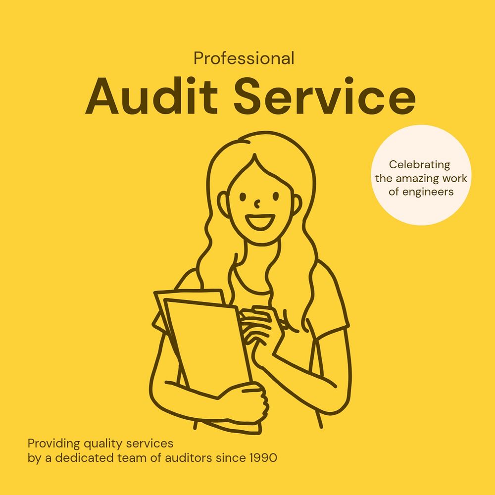 Audit service Instagram post template, editable text