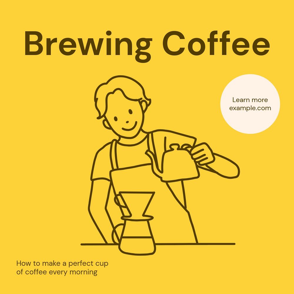 Brewing coffee Instagram post template, editable text