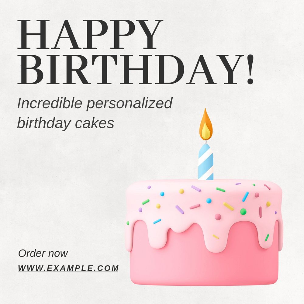 Happy birthday Instagram post template, editable text