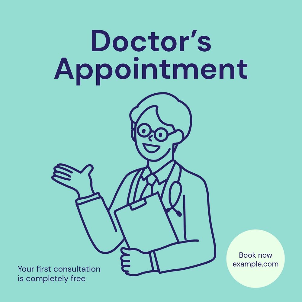 Doctor's appointment Instagram post template, editable text