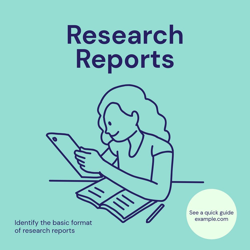 Research reports Instagram post template, editable text