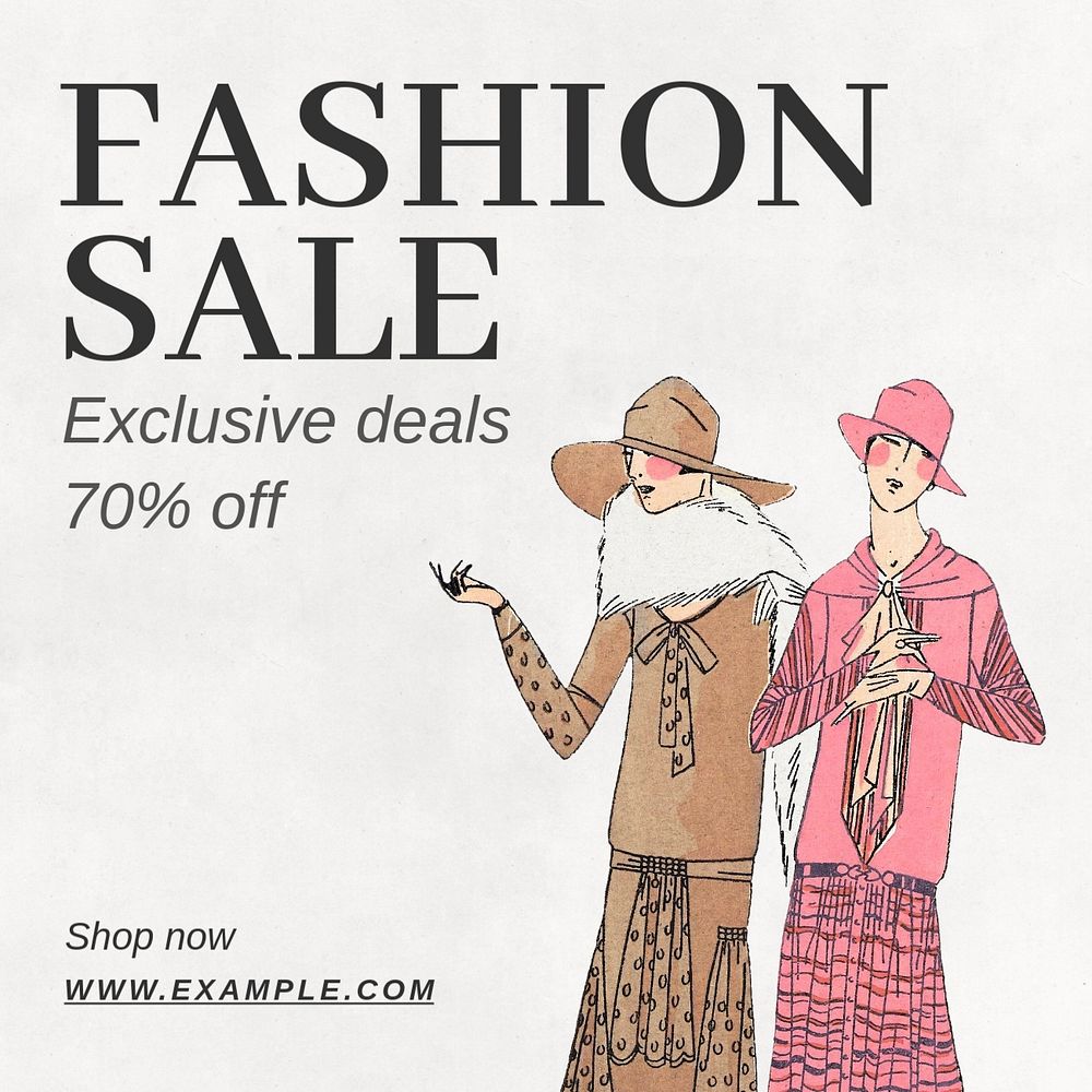 Fashion sale Instagram post template, editable text