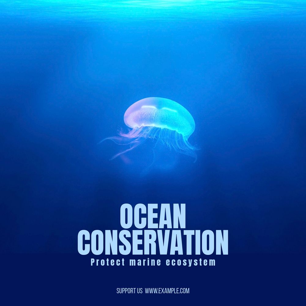 Ocean conservation Instagram post template, editable text