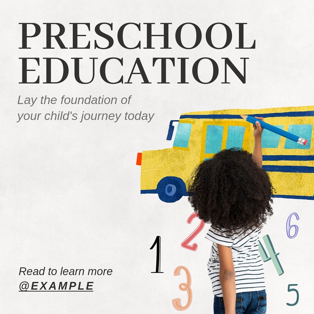 Preschool education Instagram post template, editable text