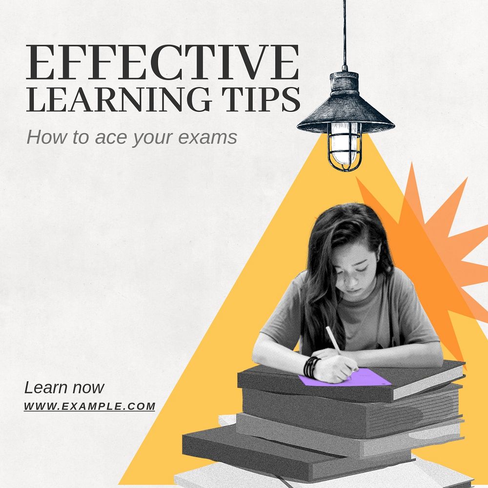 Learning tips Instagram post template, editable text