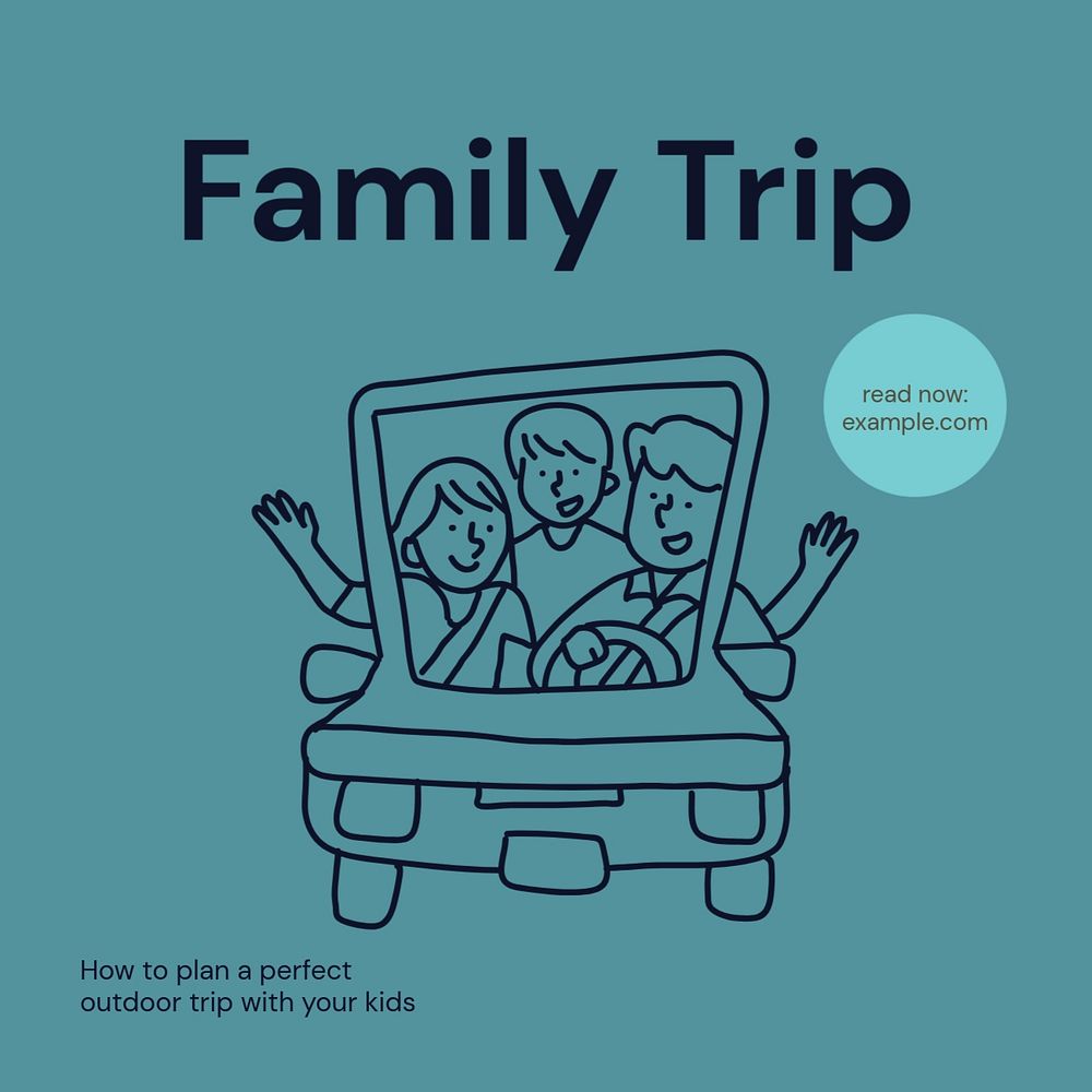 Family trip Instagram post template, editable text