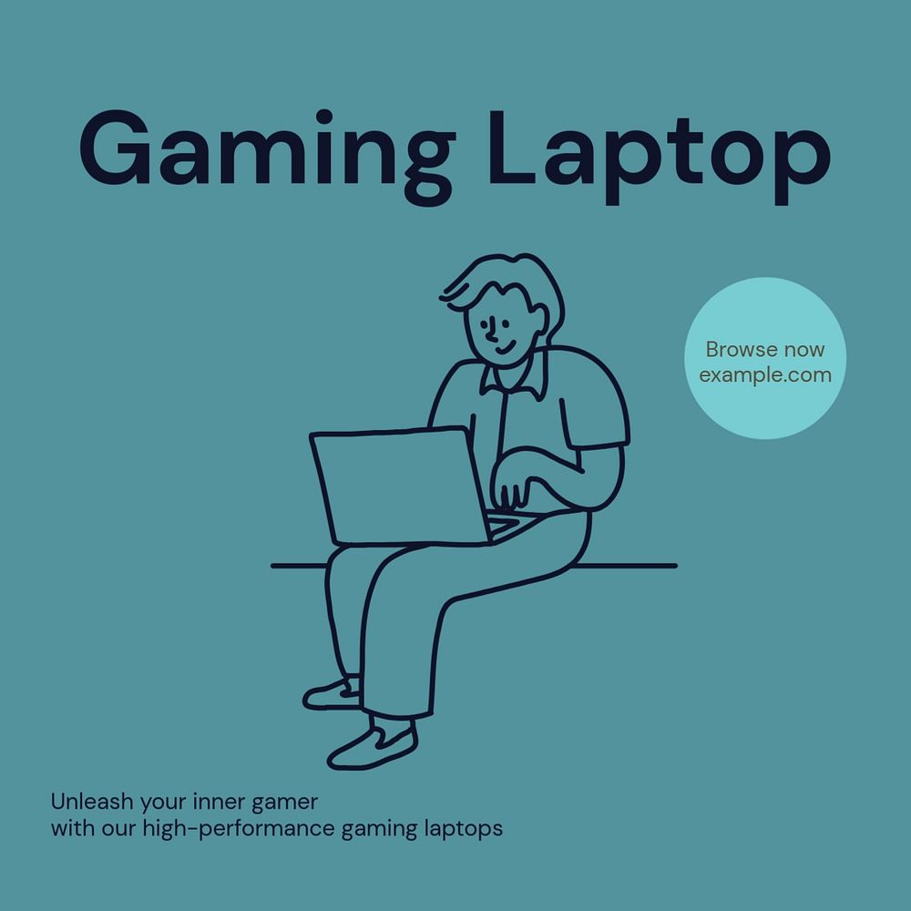 Gaming laptop Instagram post template, editable text