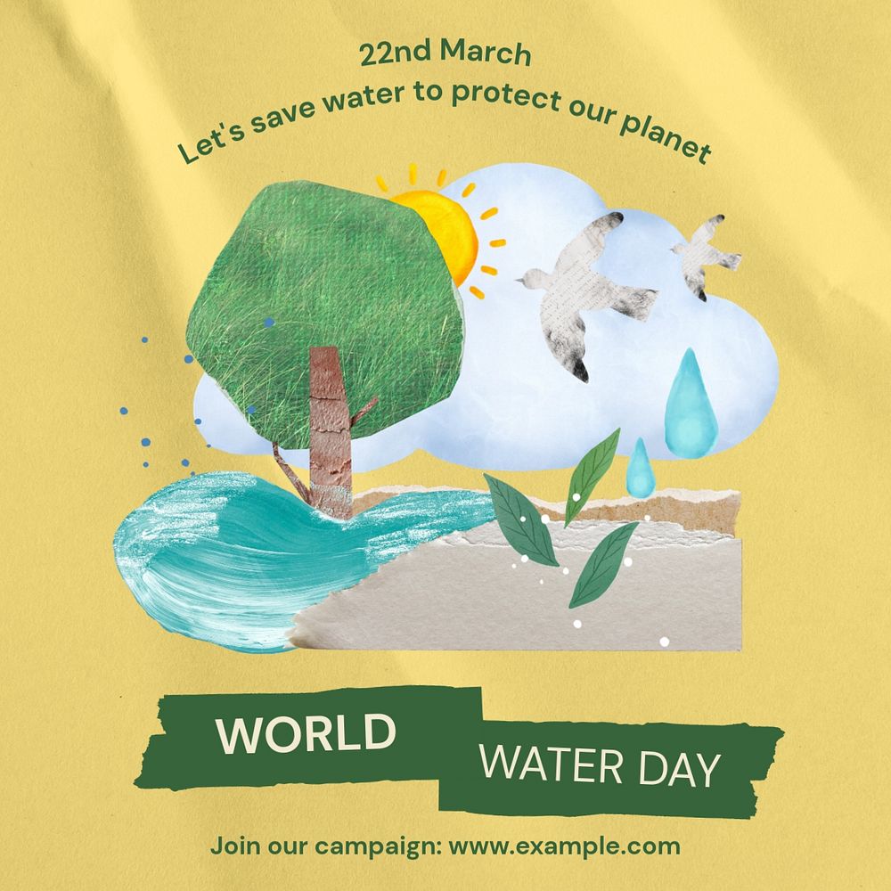 World water day Instagram post template, editable text