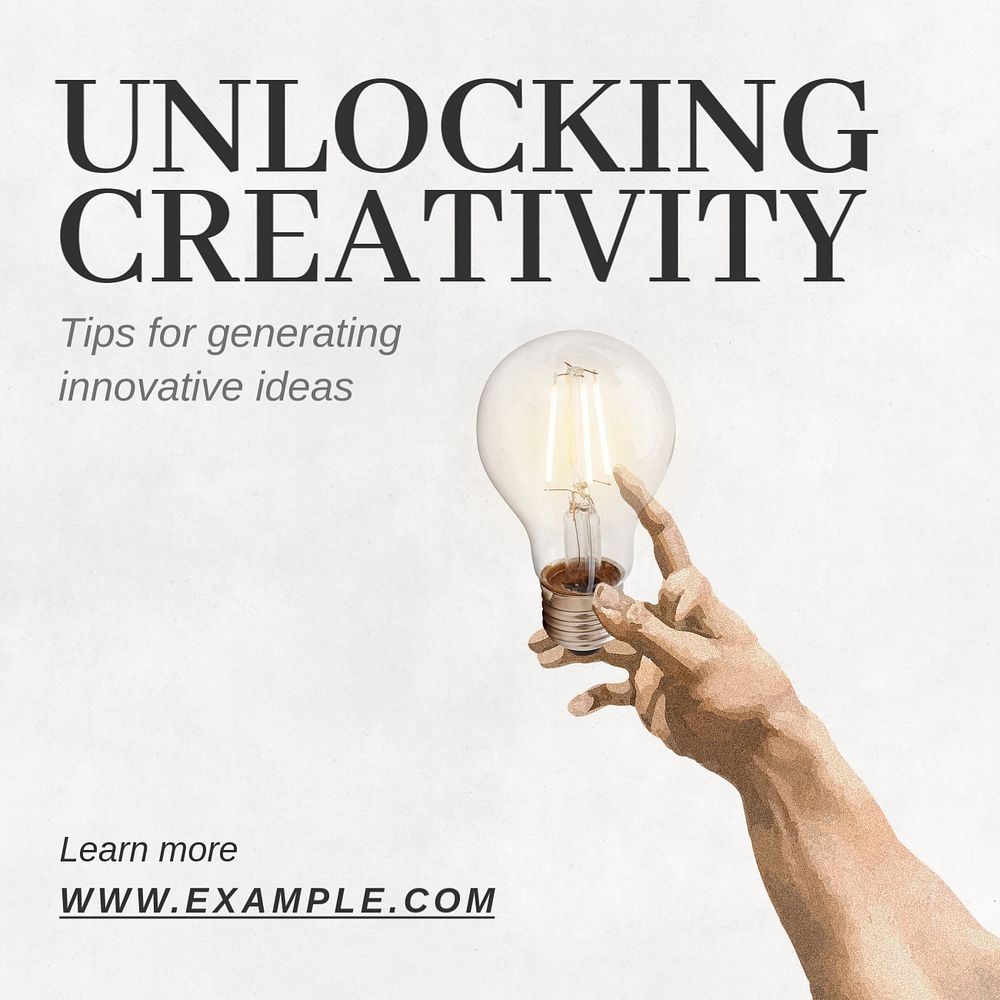 Unlocking creativity Instagram post template, editable text