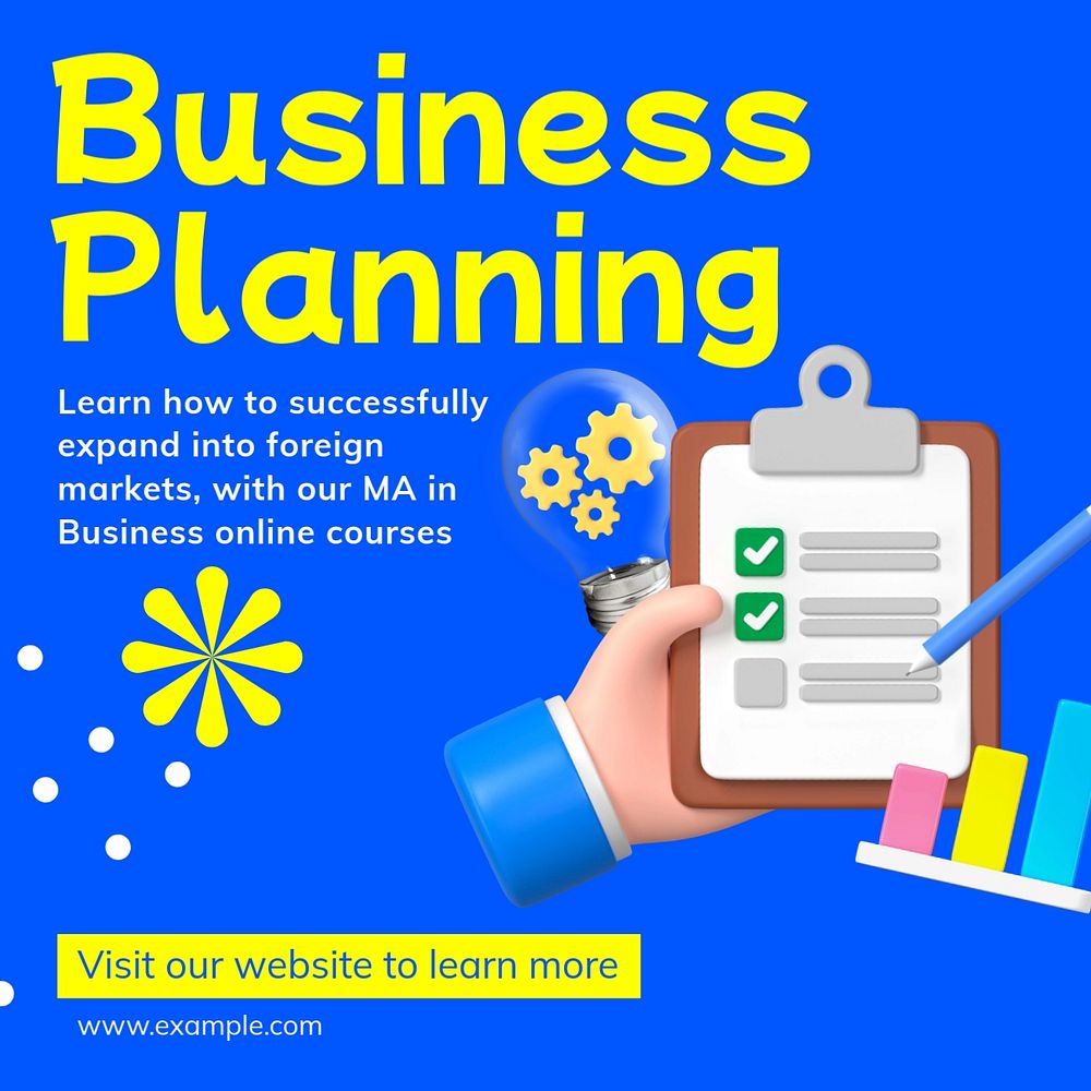 Business planning Instagram post template, editable text