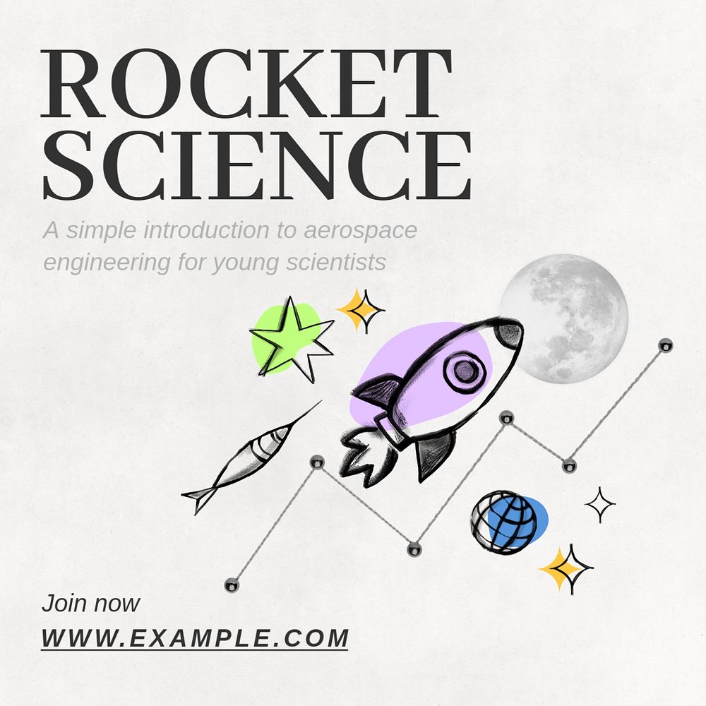 Rocket science Instagram post template, editable text