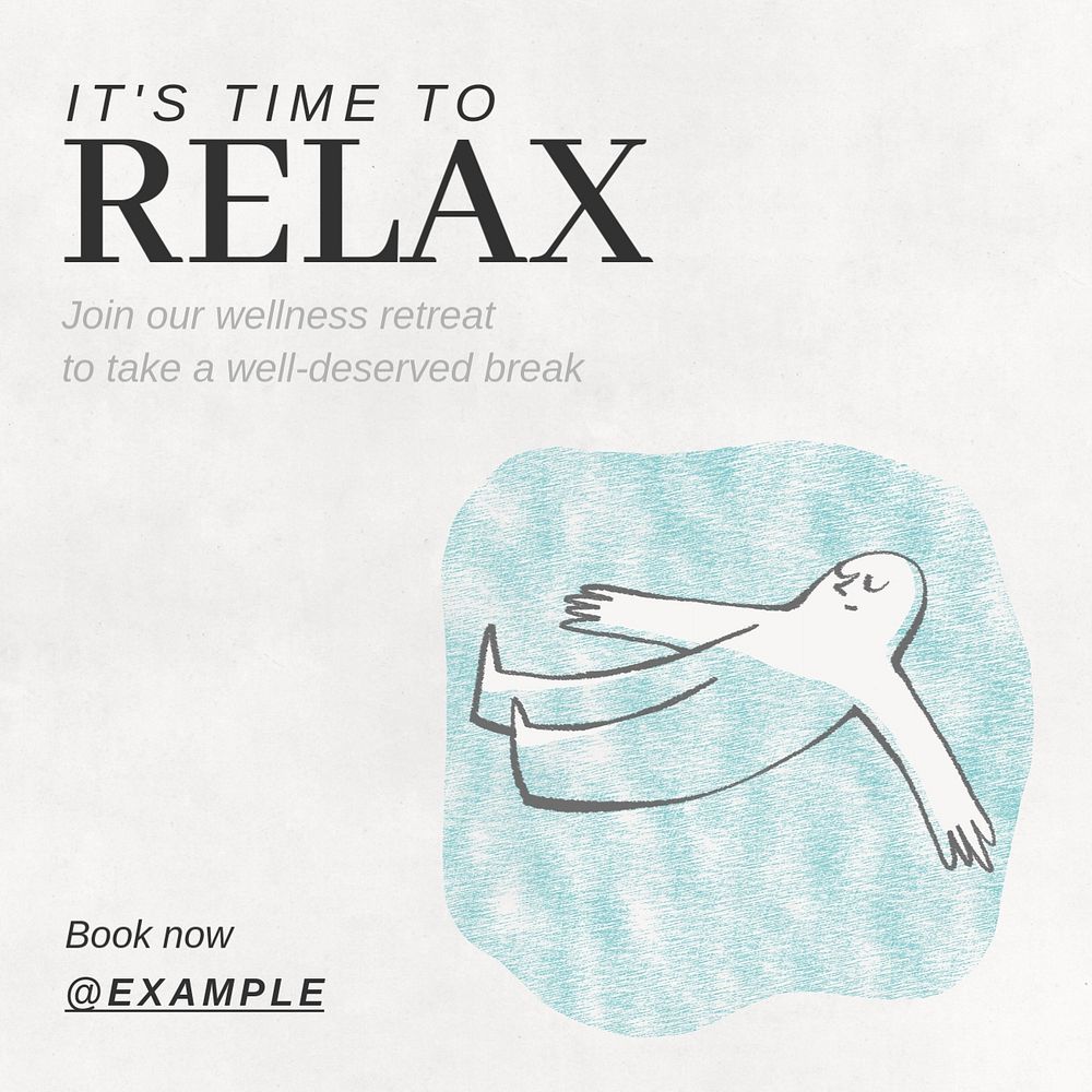 Relax, wellness retreat Instagram post template, editable text