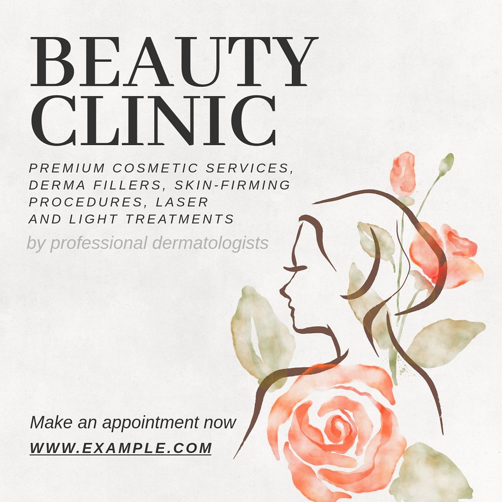 Beauty clinic Instagram post template, editable text