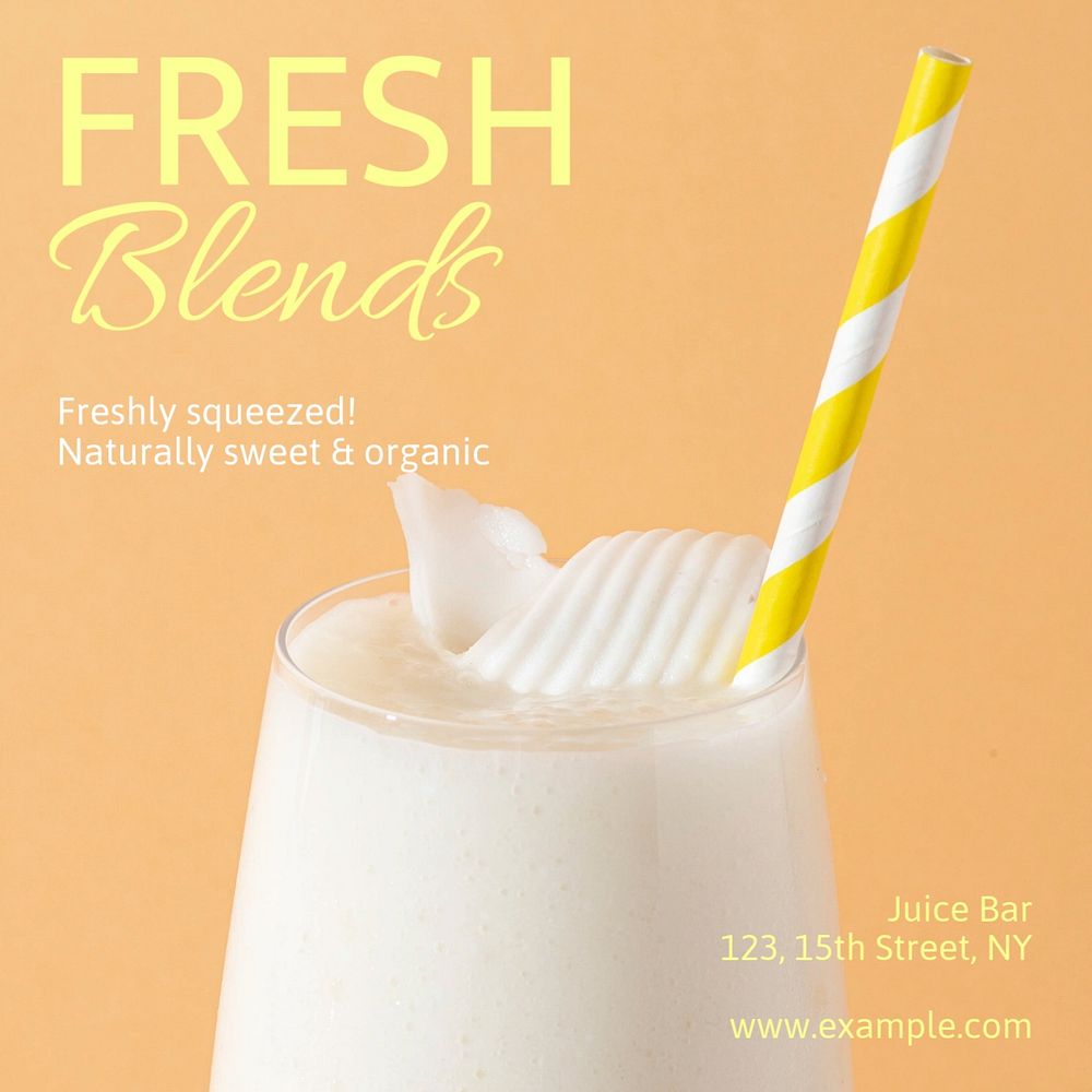 Fresh fruit blends  Instagram post template, editable text