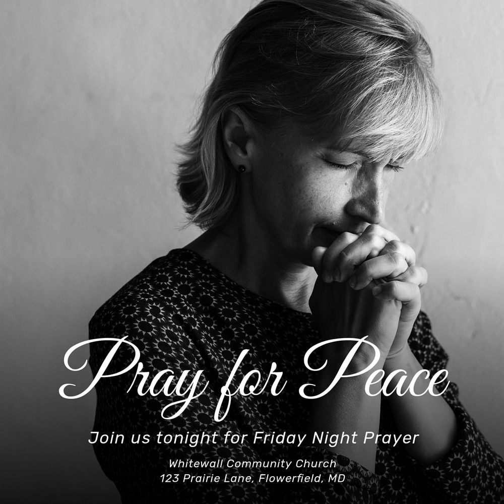 Pray for peace  Instagram post template, editable text