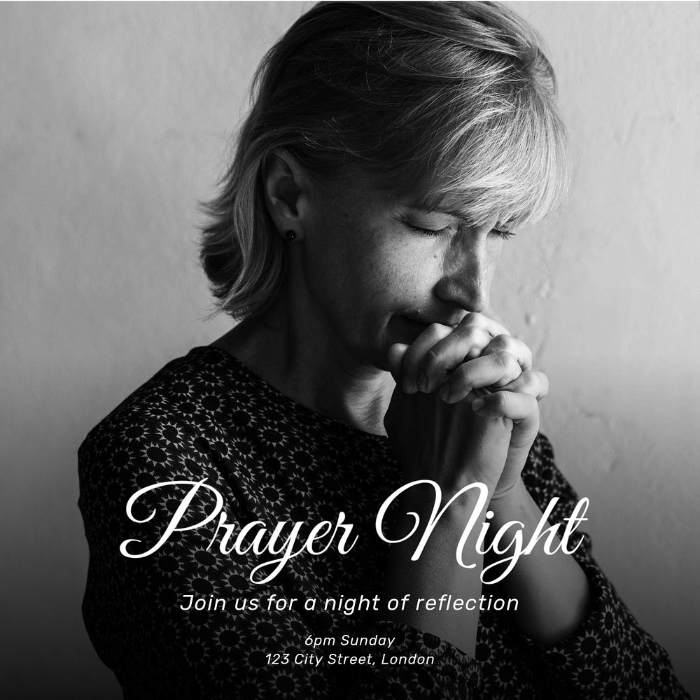 Prayer night Instagram post template, editable text