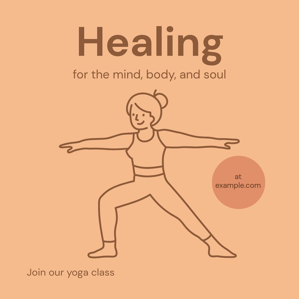 Healing, yoga class Instagram post template, editable text