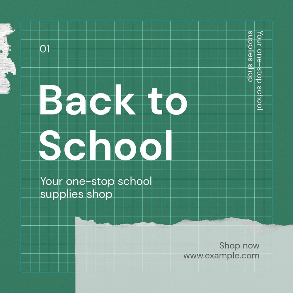 Back to school Instagram post template, editable text