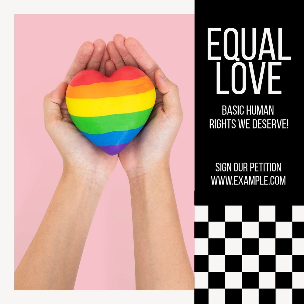 Equal love Instagram post template, editable text