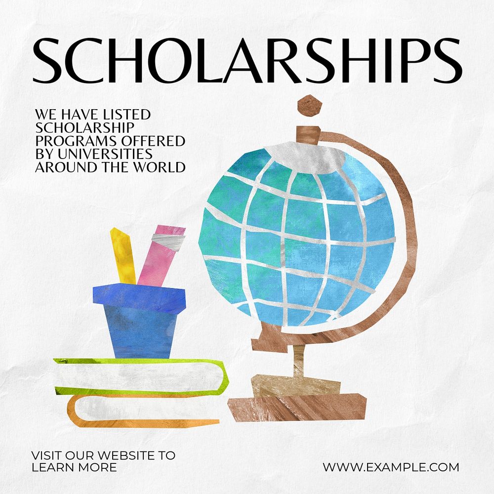 University's scholarships Instagram post template, editable text