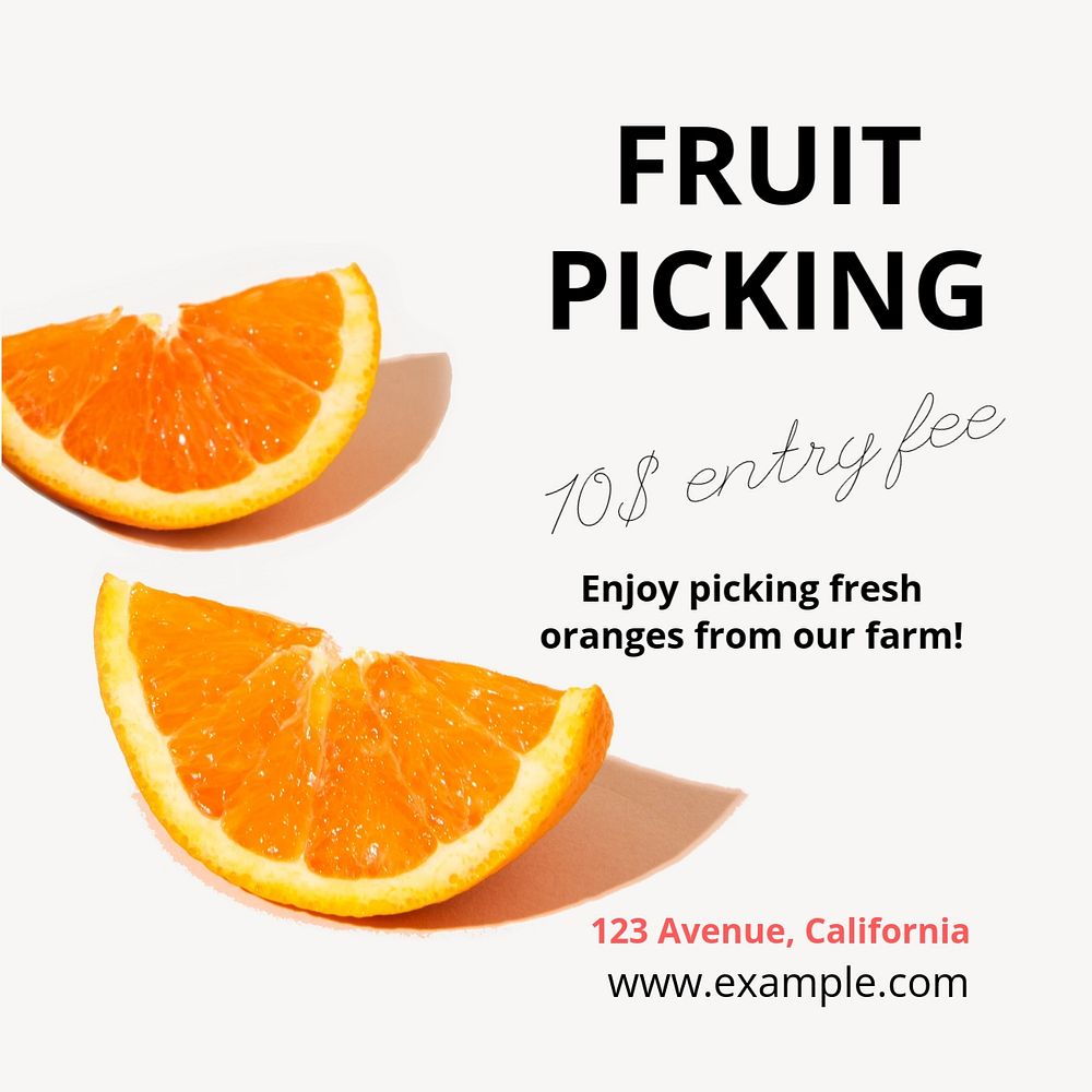 Fruit picking Instagram post template, editable text