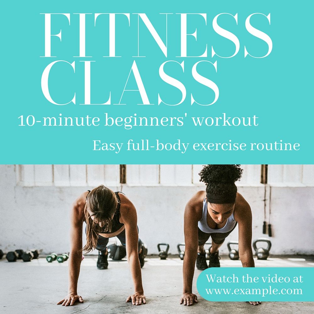 Fitness class Instagram post template, editable text