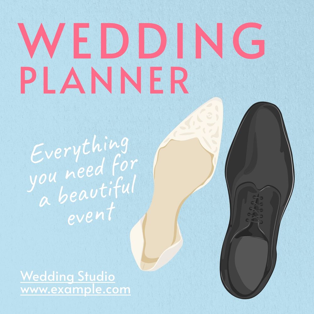 Wedding planner Instagram post template, editable text