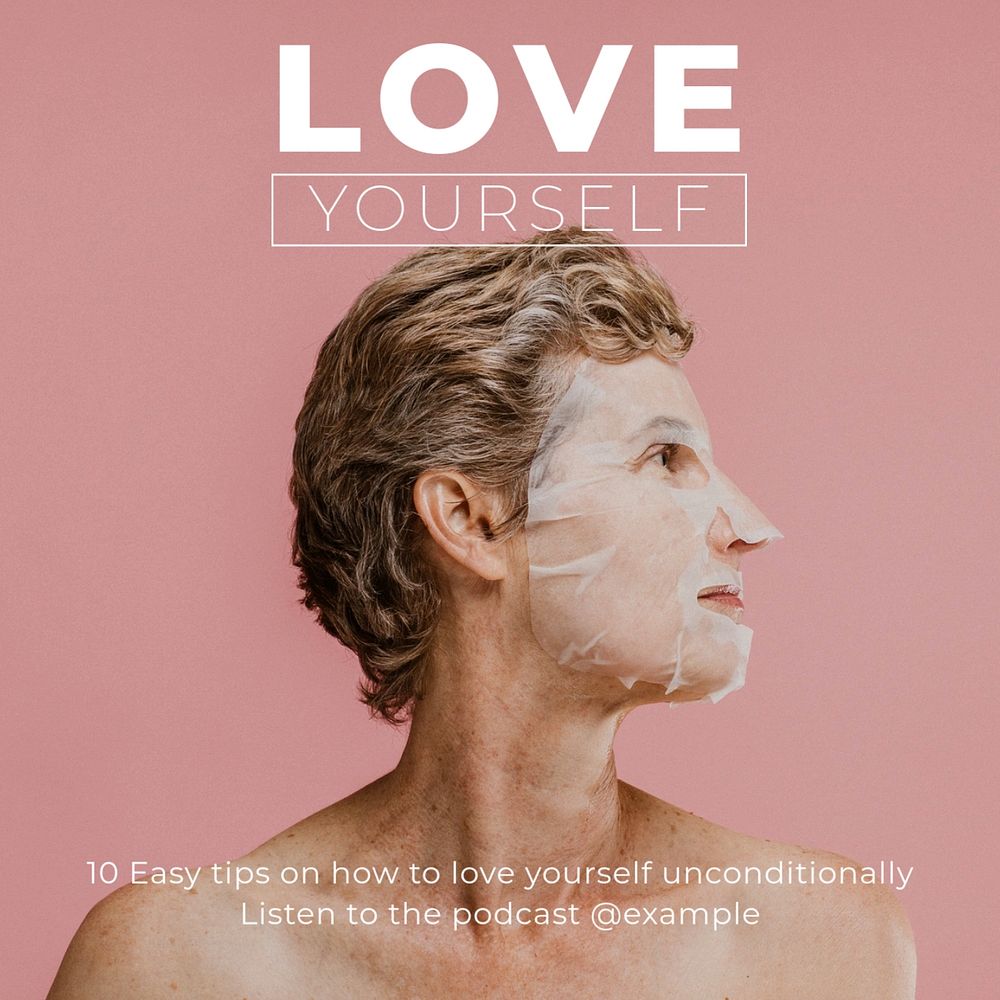 Love yourself  Instagram post template, editable text