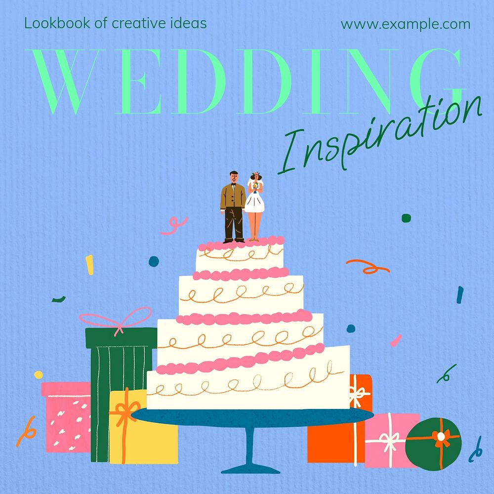 Wedding inspiration Instagram post template, editable text