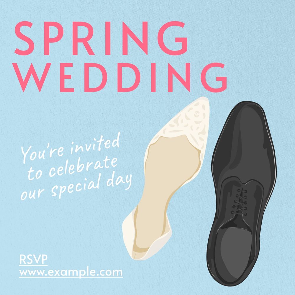 Spring Wedding Instagram post template, editable text