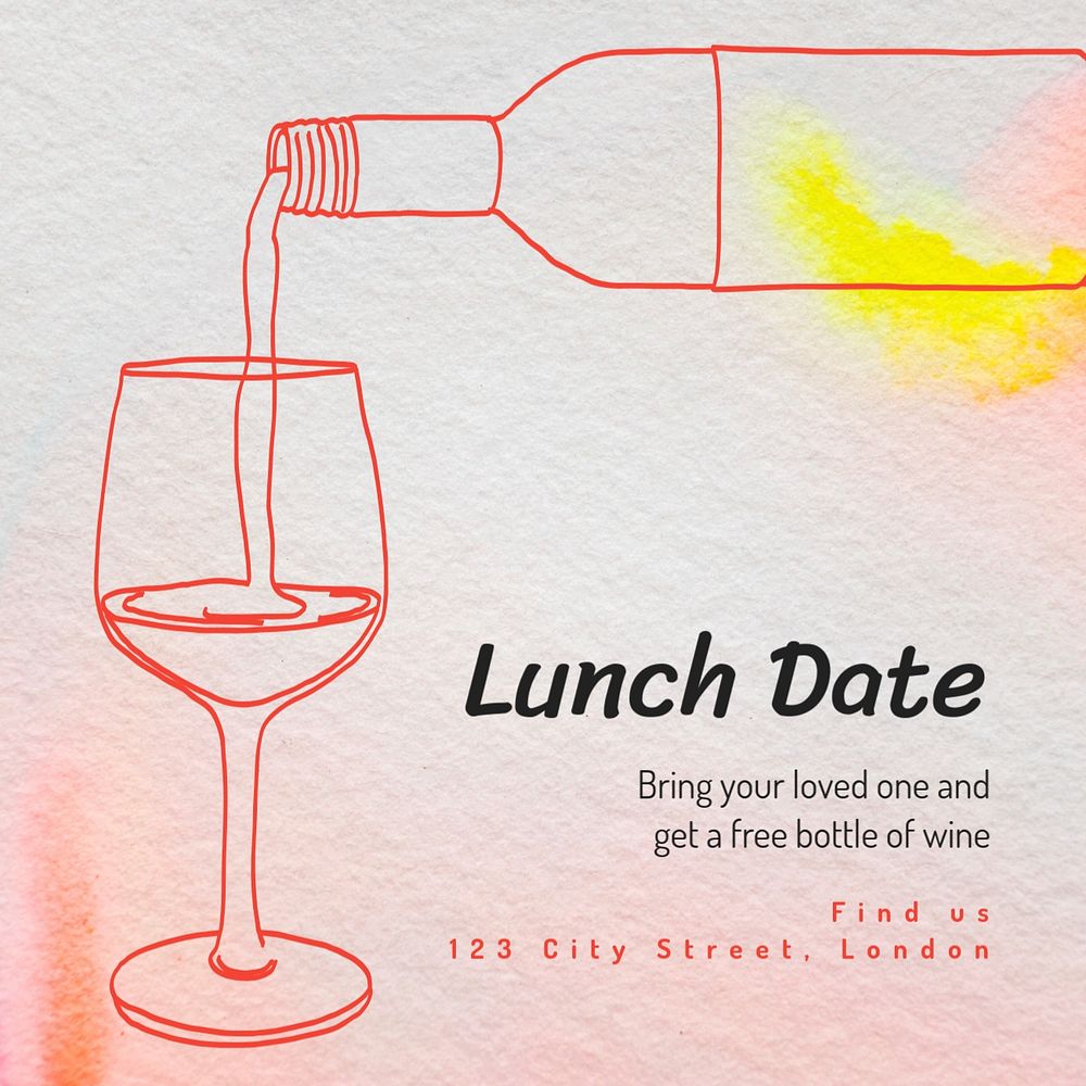 Lunch date Instagram post template, editable text