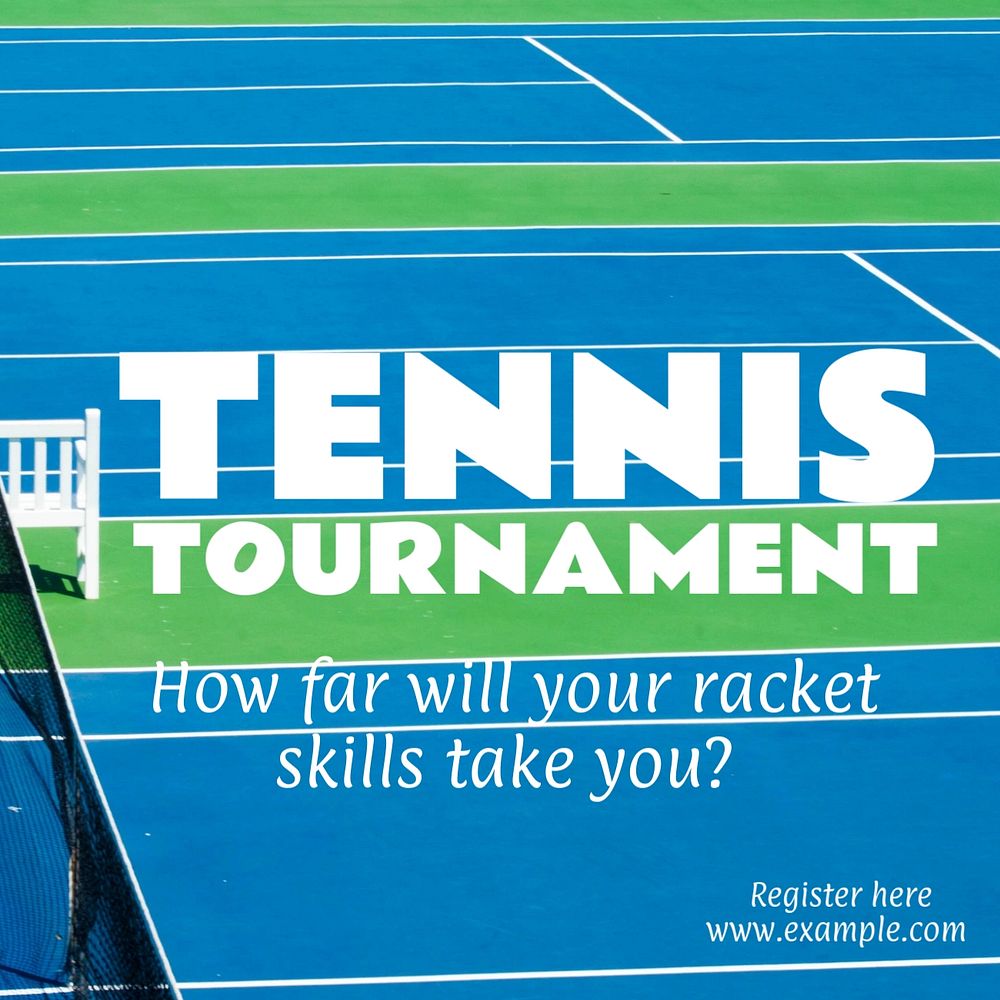 Tennis tournament Instagram post template, editable text